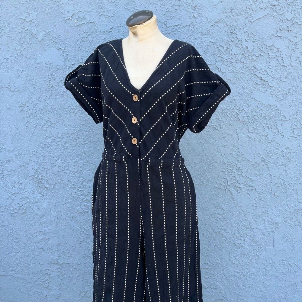 World Market Shilo Jumpsuit Striped Oversized Wide Leg S/M